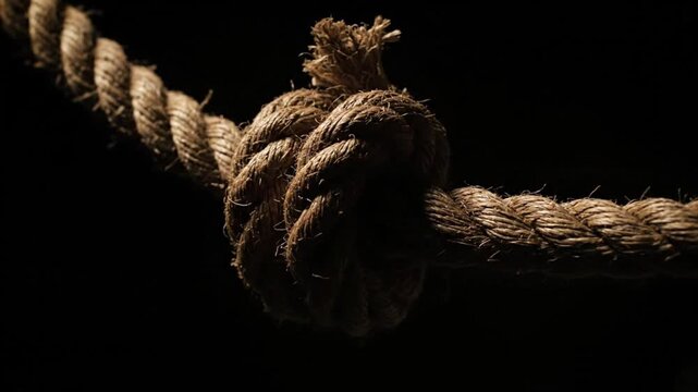 thick rope knot against dark background
