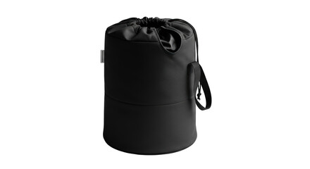 Black Cylindrical Drawstring Storage Bag featuring bag, black, cylindrical, drawstring, storage professional design for marketing needs
