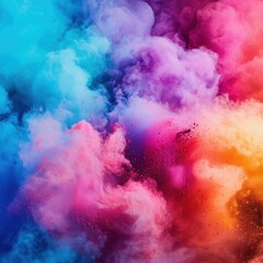 Vibrant Rainbow Smoke Explosion Abstract Art Dynamic Burst of Colorful Powder