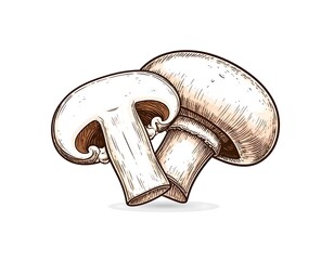 Two hand-drawn mushrooms