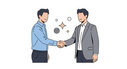 Two Businessmen Handshaking, Sealing a Deal, Depicting Partnership and Agreement, Ideal for Illustrating Business Negotiations and Successful Collaborations in Corporate Settings