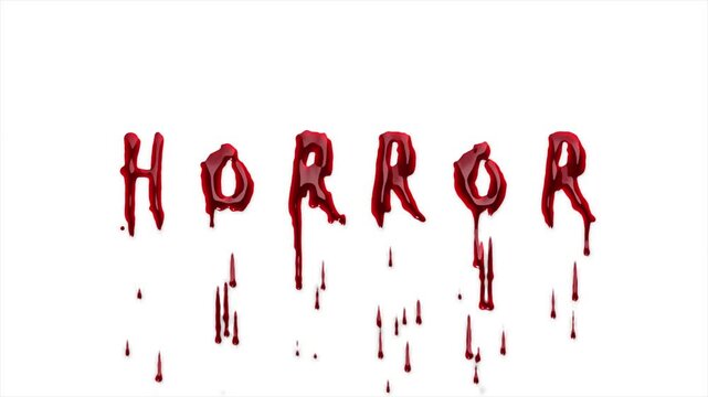 Drip blood text Animation Horror Effect on white Background. Halloween concept