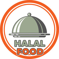 Obraz premium Halal Food Certified Logo with Serving Tray and Bold Text