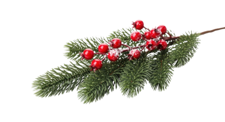 Christmas Fir Branch with Red Berries and Snow featuring Christmas, fir, branch, berries, red high quality