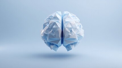 Fototapeta premium Abstract colorful geometric brain model against a blurred background, symbolizing neurological complexity, mental health, cognitive science, and disorders with vibrant modern design. 