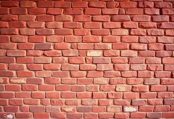 Obraz premium Rough-textured brick wall, varying shades of red and brown, red brick, construction