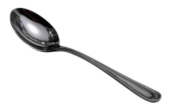 Elegant Silver Spoon Against Black Background