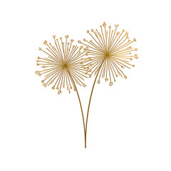 Golden Dandelions on Black Background