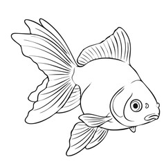 Black Goldfish Outline Vector Illustration