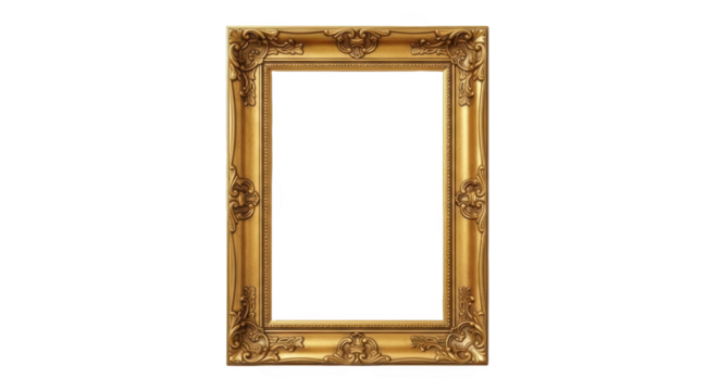 Ornate Gold Picture Frame Empty Isolated featuring frame, gold, picture frame, ornate, decorative creative template for