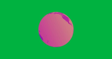 Animation of pink globe spinning on transparent background
