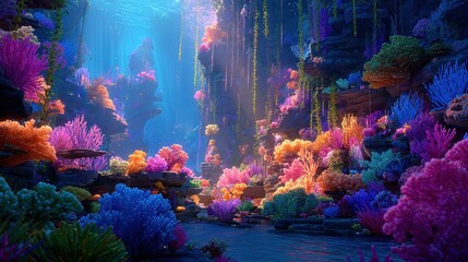 Vibrant Colorful Coral Reef Underwater Scene
