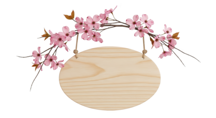 Wooden Sign with Pink Flowers featuring wood, sign, blank, empty, floral high quality realistic mockup creative