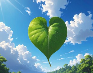 Heart Shaped Leaf Against a Sky.
