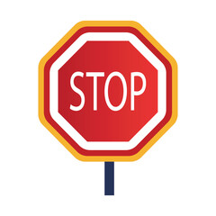 Illustration of a red stop sign with a yellow border for traffic and safety purposes