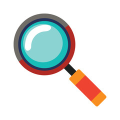 Vector art of colorful magnifying glass, symbolizing search, discovery, and investigation in a playful design