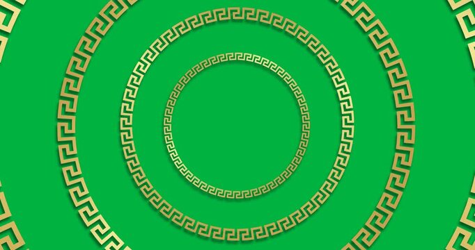 Animation of chinese new year gold circle decorations over transparent background