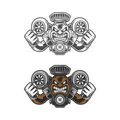 vector mascot of turbo engine 