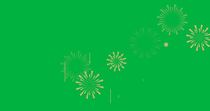 Animation of chinese new year gold fireworks over transparent background