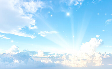 青空と白い雲の幻想的で爽やかな背景