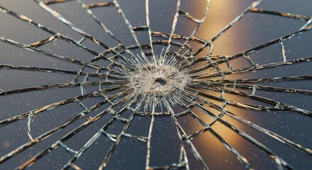 Close-up Macro Shot of Shattered Glass Surface