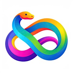 Rainbow serpent coiled in infinity shape