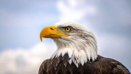 Fototapeta premium Majestic eagle portrait on sky background