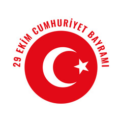 Celebrating 29 ekim cumhuriyet bayrami with turkish flag crescent and star republic day national holiday round design