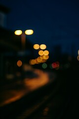 "Warm Golden Bokeh Lights Background – Aesthetic Blurry Night Photography