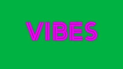 Animation of vibes text in pink neon letters, distorting on transparent background - Powered by Adobe