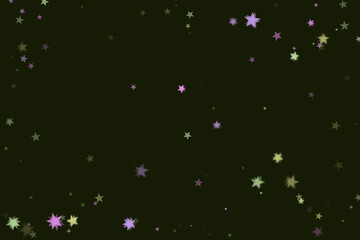 Fototapeta premium Purple Green Starry Pattern, Festive Decorations, Dark Backdrop, Abstract, Overlay, Transparent