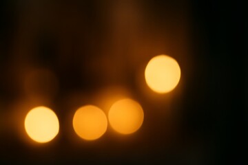 "Warm Golden Bokeh Lights Background – Aesthetic Blurry Night Photography
