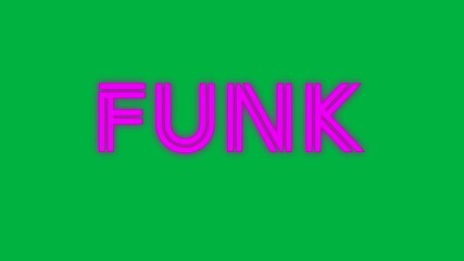 Animation of funk text in pink neon letters, distorting on transparent background - Powered by Adobe