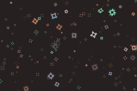 Scattered Colorful Star Shapes on a Dark Backdrop with an Abstract Design Texture