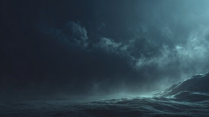 Obraz premium Dark, cloudy landscape under a luminous sky