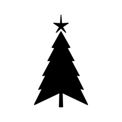Christmas Tree Silhouette with Star 星付きクリスマスツリーのシルエットイラスト