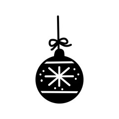 Christmas Ornament Ball with Snowflake Silhouette 雪の結晶模様のクリスマスオーナメントボールシルエットイラスト