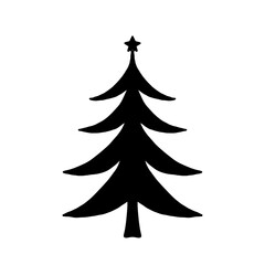 Christmas Tree Silhouette with Star 星付きクリスマスツリーのシルエットイラスト