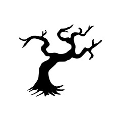 Winter Bare Tree Silhouette 冬の枯れ木シルエットイラスト