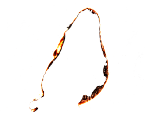 Burnt Paper Edge with Deep Charred Marks and Texture, Abstract Scorched Border for Design