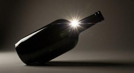 Dark Glass Bottle with Sunburst Effect