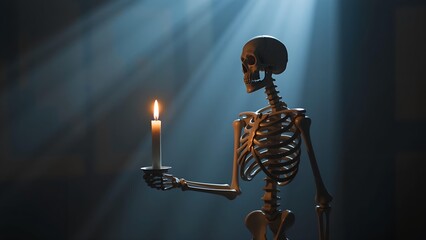 skeleton-candle-dark-room