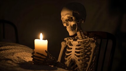 skeleton-candle-dark-room
