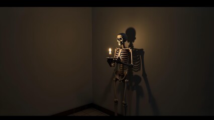skeleton-candle-dark-room
