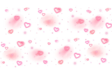 Pink Heart- Shaped Clouds with Sparkles on a Red and Pink Abstract Background Keywords: heart, cloud, pink, sparkle, glitter isolated on a transparent background