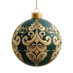Emerald green Christmas ornament with gold baroque design