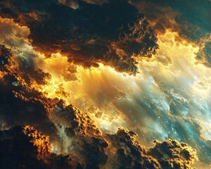 Fototapeta premium Golden Cloudscape With Stars