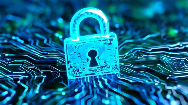 Digital lock graphic on a circuit board