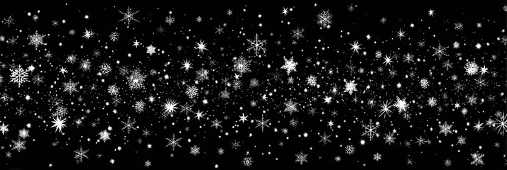 Many light gray snowflakes on black background