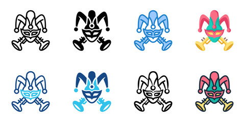 Mardi Gras icon set multiple style collection 
